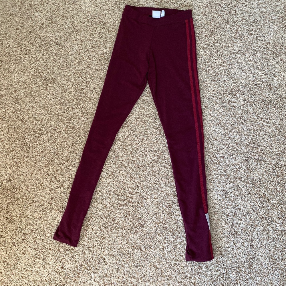 Burgundy Adidas leggings